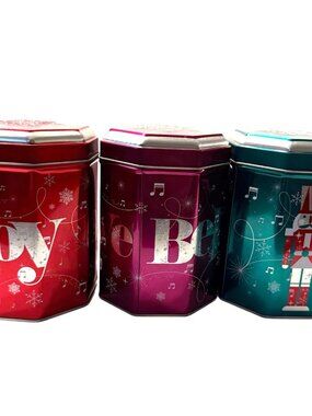 Empty Music Box Tin Christmas Sugar Cookie Snowflake Benton 5.75" Lot of 3